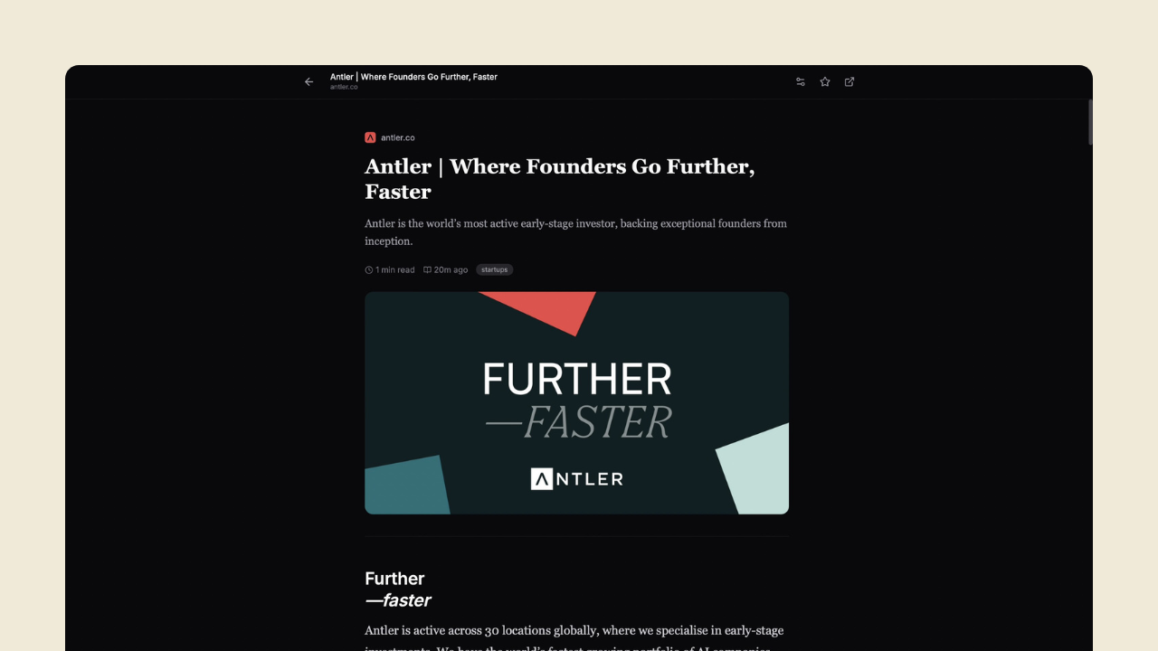 Reader mode with clean typography